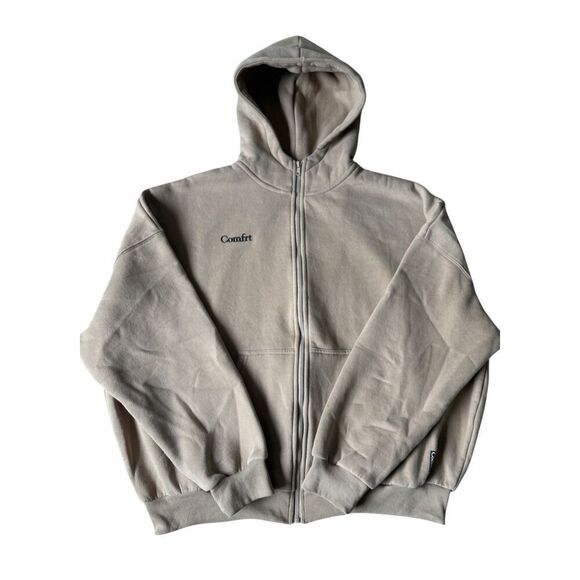 NWOT Comft Cloud Full Zip Hoodie Unisex size L Latte Tan Oversized - Picture 4 of 12